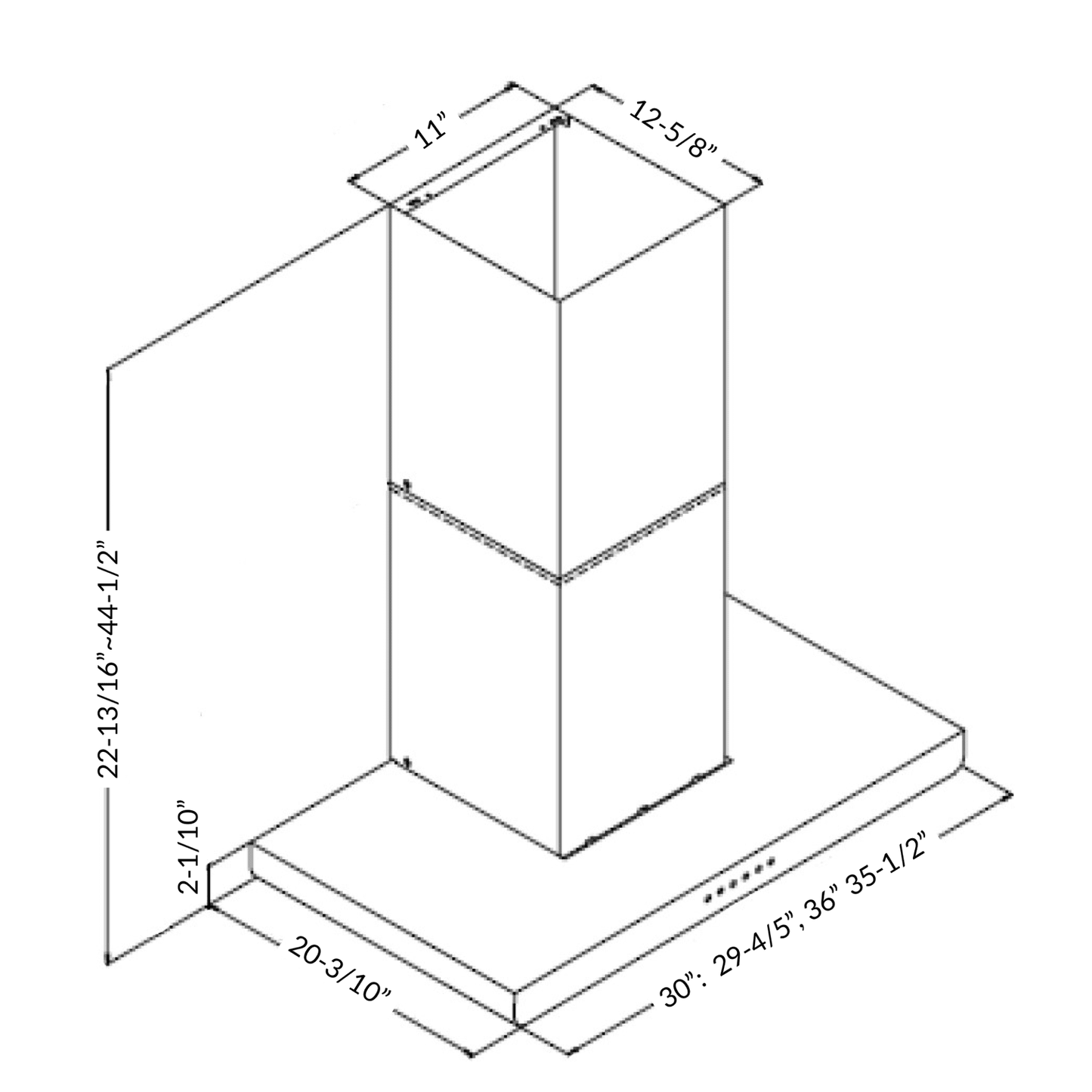 Sakura M-3000 30" / 36" Range Hood - Wall Mount Chimney