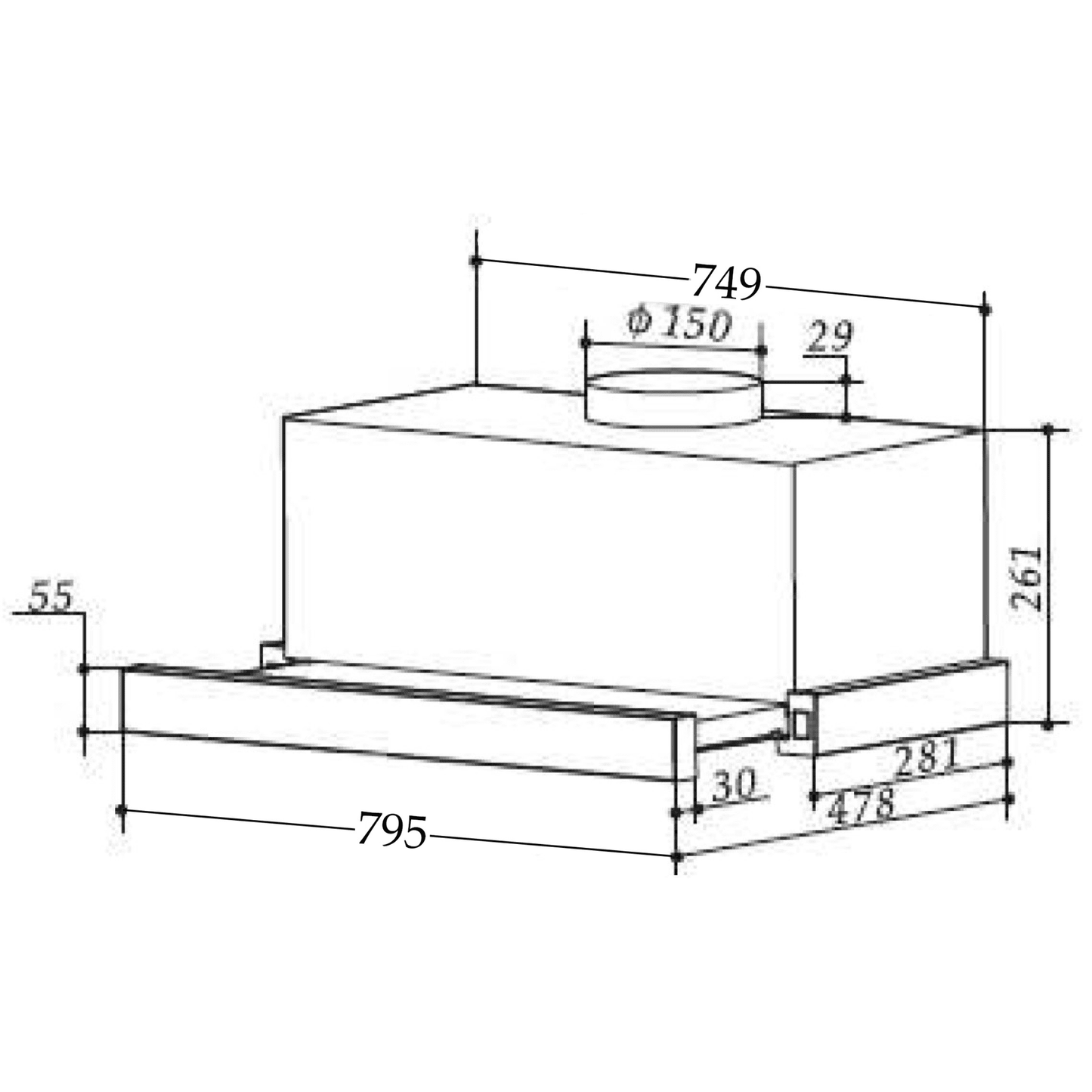 Sakura SA-1000 24" Range Hood - Built In