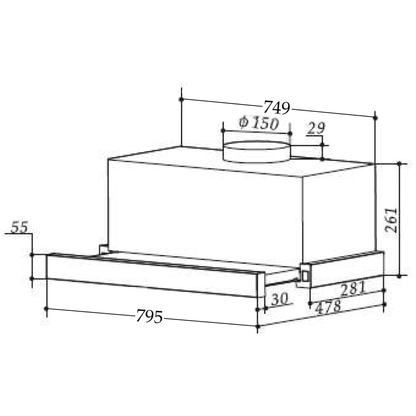 Sakura SA-1000 24" Range Hood - Built In