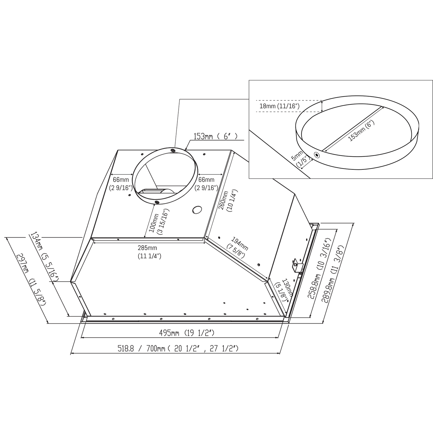 Sakura SA-390L 24" / 30" Range Hood - Built In